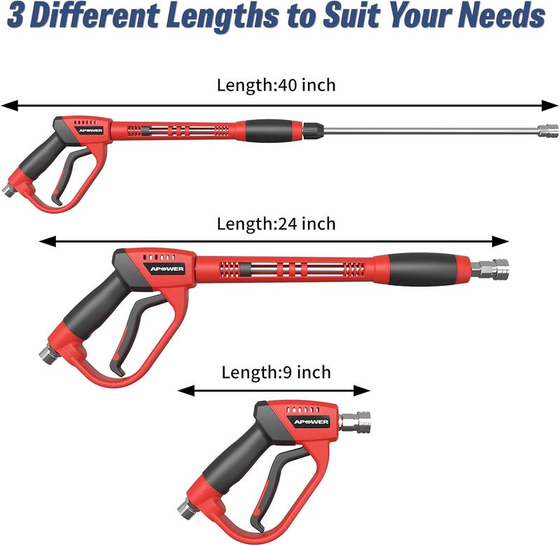 A-Power Pressure Washer Gun, with Replacement Wand Extension, Power Washer Long Gun with 5 Nozzle Tips and M22 fittings, 40 Inch, Max 5000 PSI - Image 5